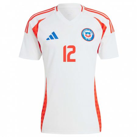 Kandiny Bambino Maglia Cile Gabriela Bórquez #12 Bianco Kit Gara Away 24-26 Maglietta