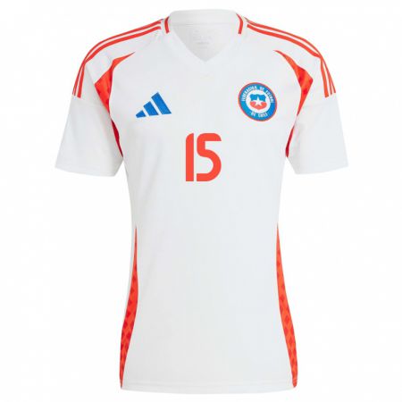 Kandiny Bambino Maglia Cile Franchesca Caniguán #15 Bianco Kit Gara Away 24-26 Maglietta