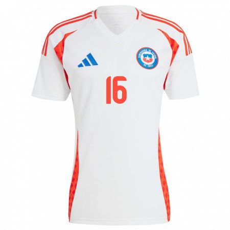 Kandiny Bambino Maglia Cile Felipe Faúndez #16 Bianco Kit Gara Away 24-26 Maglietta