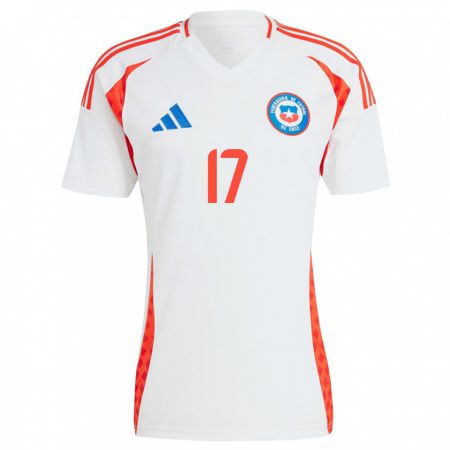 Kandiny Bambino Maglia Cile Esteban Pavez #17 Bianco Kit Gara Away 24-26 Maglietta