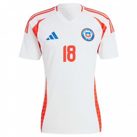 Kandiny Bambino Maglia Cile Camila Sáez #18 Bianco Kit Gara Away 24-26 Maglietta