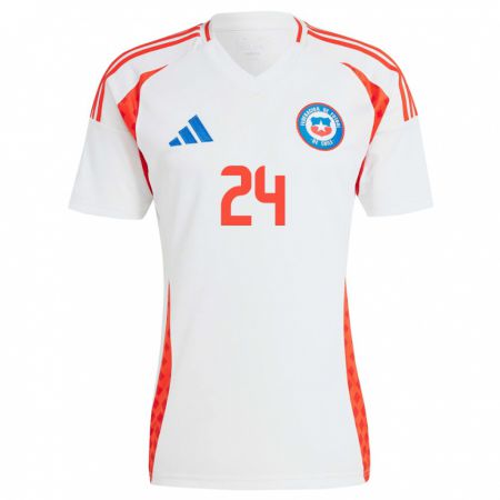 Kandiny Bambino Maglia Cile Ámbar Figueroa #24 Bianco Kit Gara Away 24-26 Maglietta