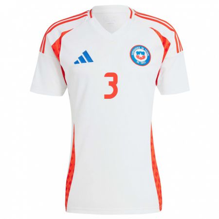 Kandiny Niño Camiseta Chile Iván Román #3 Blanco 2ª Equipación 24-26 La Camisa