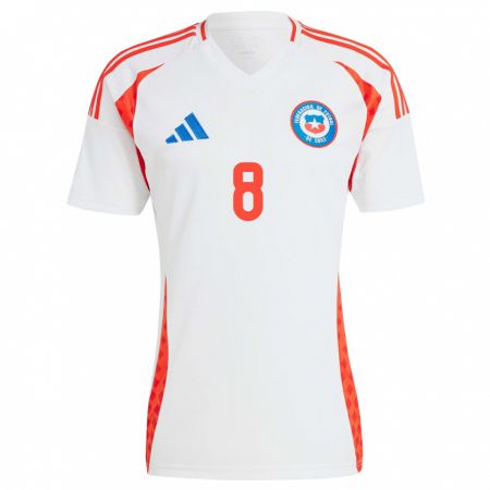 Kandiny Bambino Maglia Cile Darío Osorio #8 Bianco Kit Gara Away 24-26 Maglietta