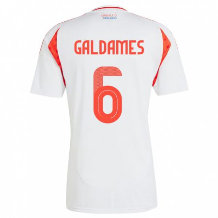 Kandiny Bambino Maglia Cile Thomas Galdames #6 Bianco Kit Gara Away 24-26 Maglietta