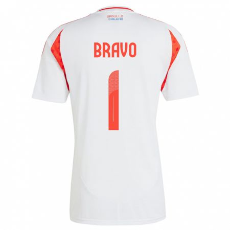 Kandiny Bambino Maglia Cile Claudio Bravo #1 Bianco Kit Gara Away 24-26 Maglietta