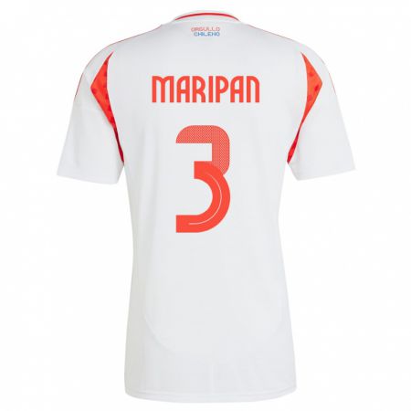 Kandiny Bambino Maglia Cile Guillermo Maripán #3 Bianco Kit Gara Away 24-26 Maglietta