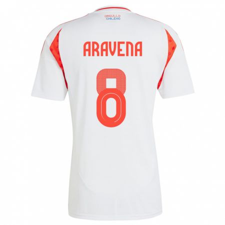 Kandiny Bambino Maglia Cile Alexander Aravena #8 Bianco Kit Gara Away 24-26 Maglietta