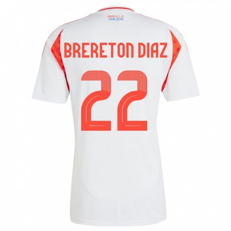 Kandiny Bambino Maglia Cile Ben Brereton Díaz #22 Bianco Kit Gara Away 24-26 Maglietta