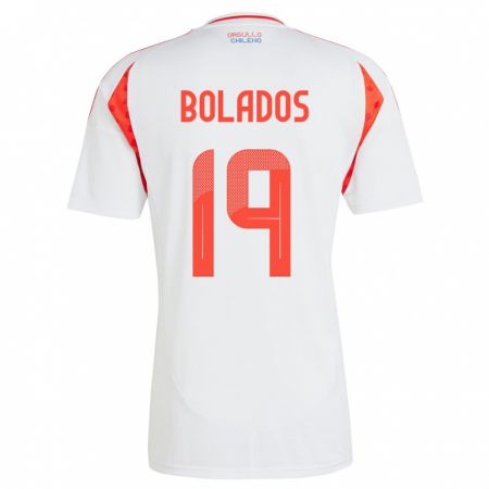 Kandiny Bambino Maglia Cile Marcos Bolados #19 Bianco Kit Gara Away 24-26 Maglietta