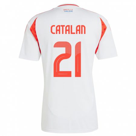 Kandiny Bambino Maglia Cile Matías Catalán #21 Bianco Kit Gara Away 24-26 Maglietta