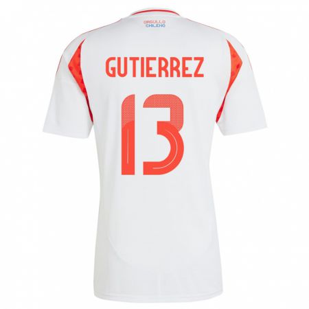 Kandiny Bambino Maglia Cile Daniel Gutiérrez #13 Bianco Kit Gara Away 24-26 Maglietta