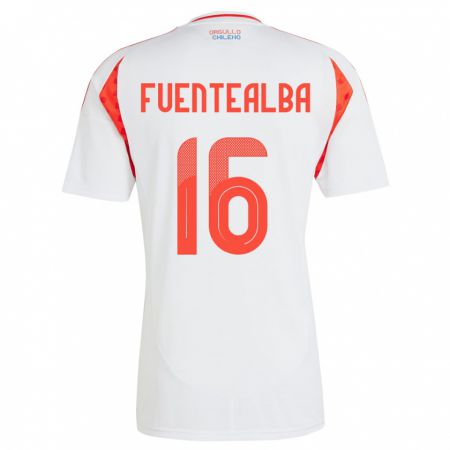 Kandiny Bambino Maglia Cile Jeison Fuentealba #16 Bianco Kit Gara Away 24-26 Maglietta