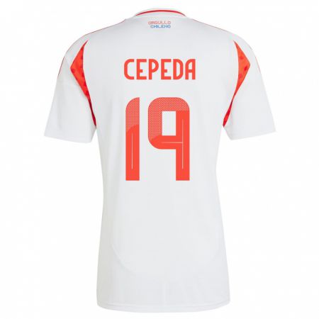 Kandiny Bambino Maglia Cile Lucas Cepeda #19 Bianco Kit Gara Away 24-26 Maglietta