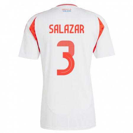 Kandiny Bambino Maglia Cile Yahir Salazar #3 Bianco Kit Gara Away 24-26 Maglietta