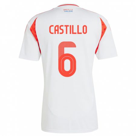 Kandiny Bambino Maglia Cile Cristóbal Castillo #6 Bianco Kit Gara Away 24-26 Maglietta