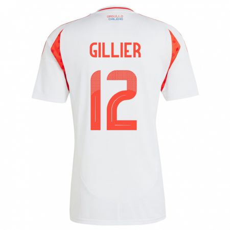 Kandiny Bambino Maglia Cile Thomas Gillier #12 Bianco Kit Gara Away 24-26 Maglietta