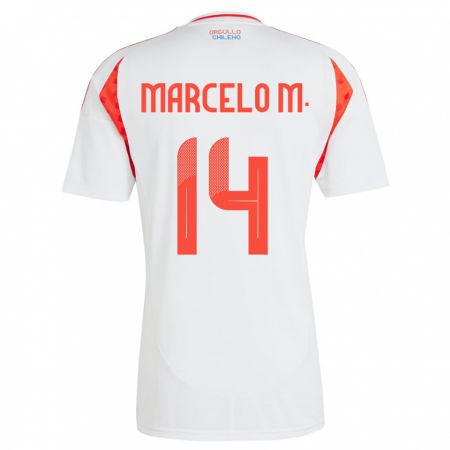 Kandiny Kinder Chile Marcelo Morales #14 Weiß Auswärtstrikot Trikot 24-26 T-Shirt Österreich