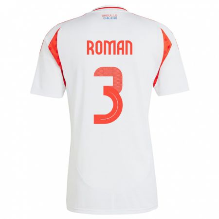 Kandiny Bambino Maglia Cile Iván Román #3 Bianco Kit Gara Away 24-26 Maglietta