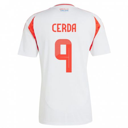 Kandiny Bambino Maglia Cile Axel Cerda #9 Bianco Kit Gara Away 24-26 Maglietta