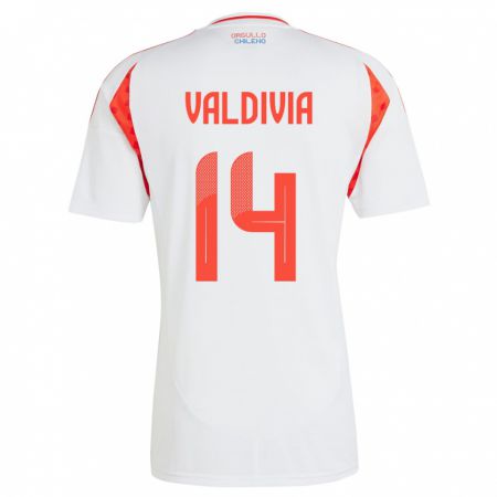 Kandiny Bambino Maglia Cile Felipe Valdivia #14 Bianco Kit Gara Away 24-26 Maglietta