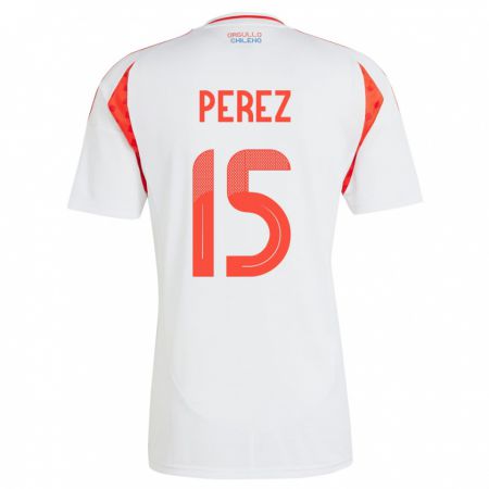 Kandiny Bambino Maglia Cile Ignacio Pérez #15 Bianco Kit Gara Away 24-26 Maglietta