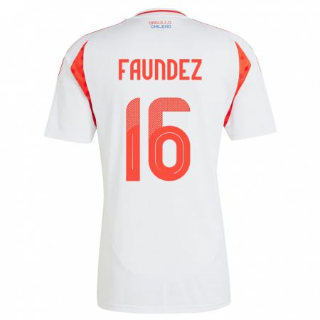 Kandiny Bambino Maglia Cile Felipe Faúndez #16 Bianco Kit Gara Away 24-26 Maglietta