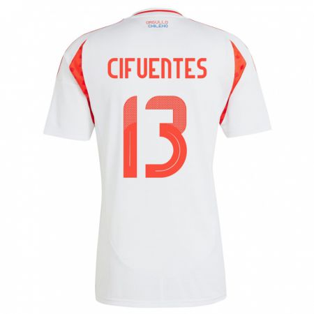 Kandiny Niño Camiseta Chile Anaís Cifuentes #13 Blanco 2ª Equipación 24-26 La Camisa