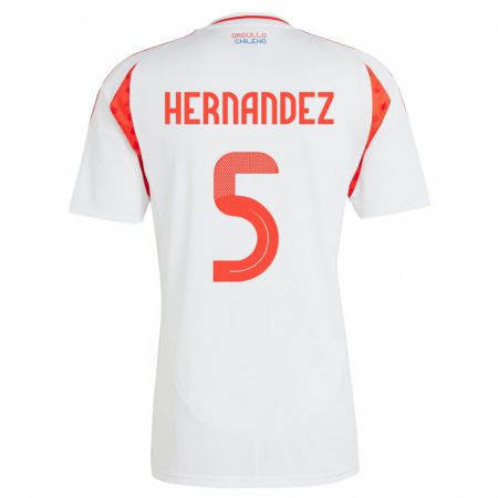 Kandiny Bambino Maglia Cile Monserrat Hernández #5 Bianco Kit Gara Away 24-26 Maglietta