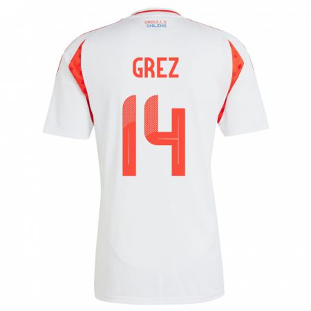 Kandiny Kinder Chile Javiera Grez #14 Weiß Auswärtstrikot Trikot 24-26 T-Shirt Österreich