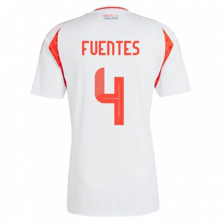 Kandiny Kinder Chile Karen Fuentes #4 Weiß Auswärtstrikot Trikot 24-26 T-Shirt Österreich