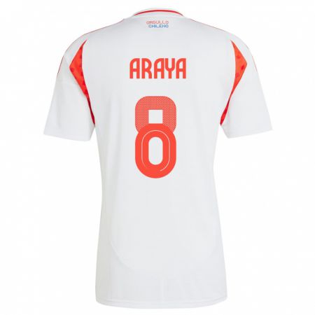 Kandiny Bambino Maglia Cile Karen Araya #8 Bianco Kit Gara Away 24-26 Maglietta