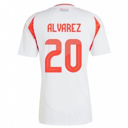 Kandiny Bambino Maglia Cile Anaís Álvarez #20 Bianco Kit Gara Away 24-26 Maglietta