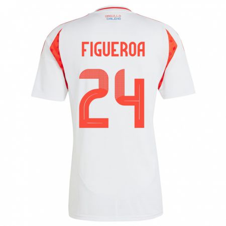 Kandiny Bambino Maglia Cile Ámbar Figueroa #24 Bianco Kit Gara Away 24-26 Maglietta