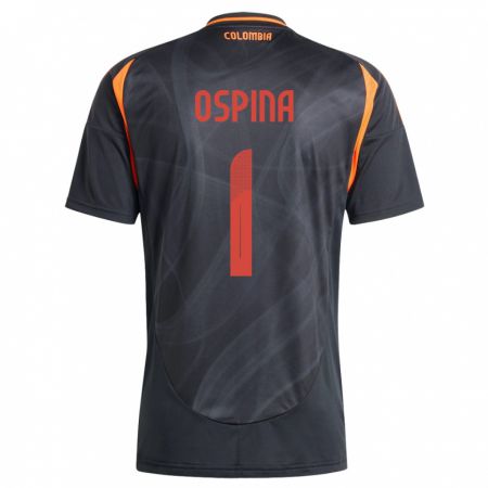 Kandiny Bambino Maglia Colombia David Ospina #1 Nero Kit Gara Away 24-26 Maglietta