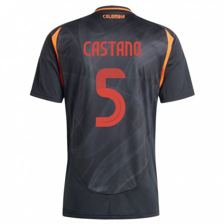 Kandiny Bambino Maglia Colombia Kevin Castaño #5 Nero Kit Gara Away 24-26 Maglietta