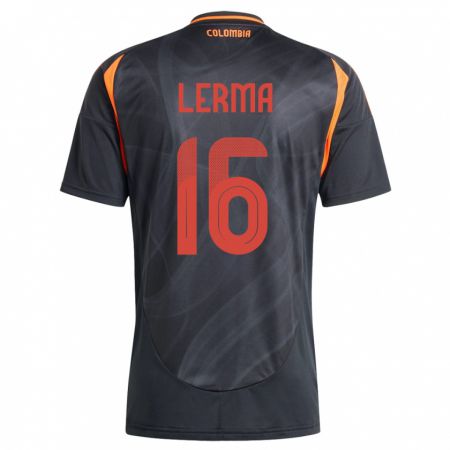 Kandiny Bambino Maglia Colombia Jefferson Lerma #16 Nero Kit Gara Away 24-26 Maglietta