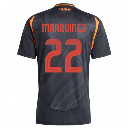 Kandiny Bambino Maglia Colombia Luis Marquinez #22 Nero Kit Gara Away 24-26 Maglietta