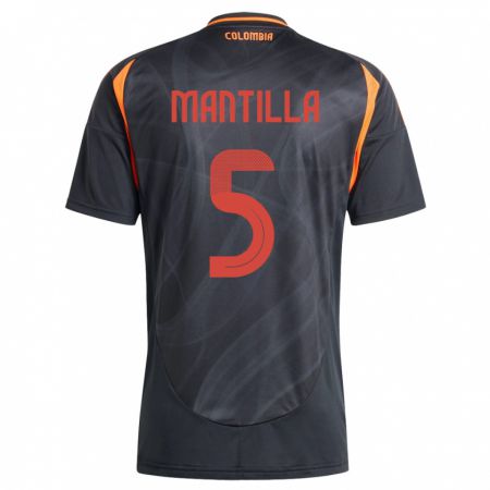 Kandiny Bambino Maglia Colombia Kevin Mantilla #5 Nero Kit Gara Away 24-26 Maglietta