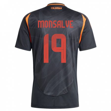 Kandiny Bambino Maglia Colombia Miguel Monsalve #19 Nero Kit Gara Away 24-26 Maglietta