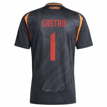 Kandiny Bambino Maglia Colombia Danny Castro #1 Nero Kit Gara Away 24-26 Maglietta