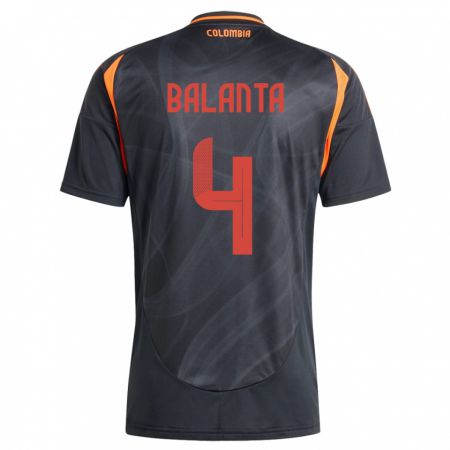 Kandiny Bambino Maglia Colombia Marlon Balanta #4 Nero Kit Gara Away 24-26 Maglietta