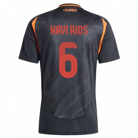 KandinyキッズコロンビアXavi Ríos#6黒アウェイシャツ24-26ジャージーユニフォーム