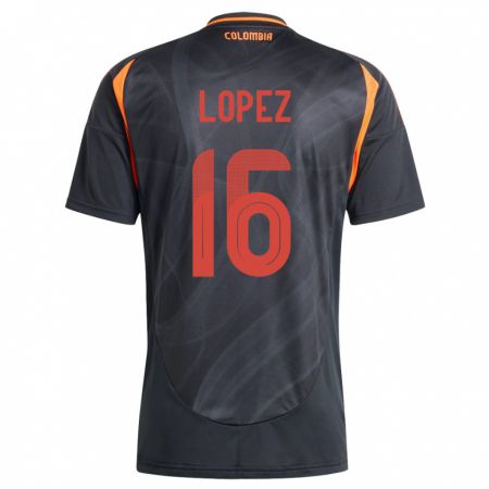 Kandiny Kinderen Colombia William López #16 Zwart Uitshirt Uittenue 24-26 T-Shirt