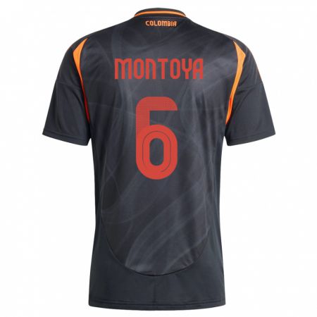 Kandiny Bambino Maglia Colombia Daniela Montoya #6 Nero Kit Gara Away 24-26 Maglietta