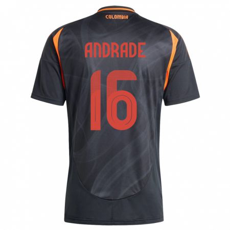 Kandiny Bambino Maglia Colombia Lady Andrade #16 Nero Kit Gara Away 24-26 Maglietta