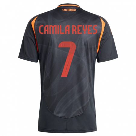 Kandiny Kinder Kolumbien María Camila Reyes #7 Schwarz Auswärtstrikot Trikot 24-26 T-Shirt Österreich