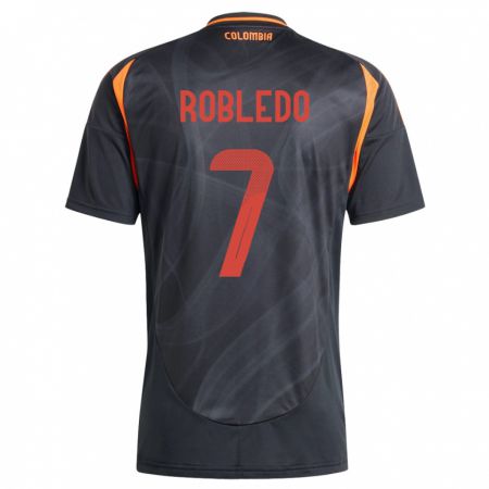 Kandiny Bambino Maglia Colombia Gisela Robledo #7 Nero Kit Gara Away 24-26 Maglietta