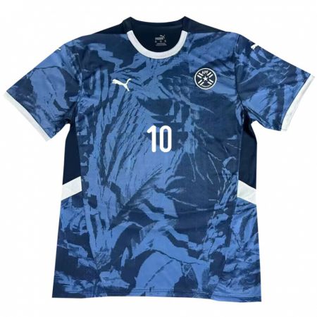 Kandiny Kinder Paraguay Miguel Almirón #10 Blau Auswärtstrikot Trikot 24-26 T-Shirt Österreich