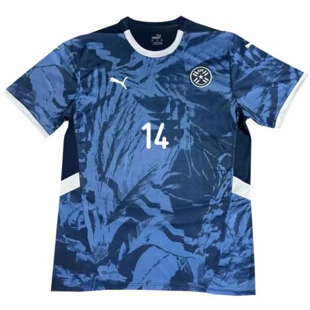 Kandiny Kinder Paraguay Andrés Cubas #14 Blau Auswärtstrikot Trikot 24-26 T-Shirt Österreich